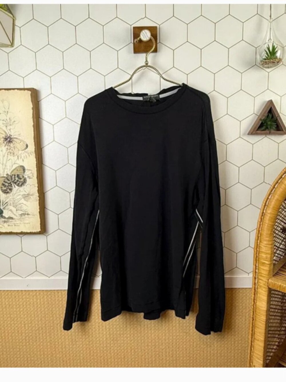 Banana Republic Factory Black Top with Side Stripe Detail - Size - Large
